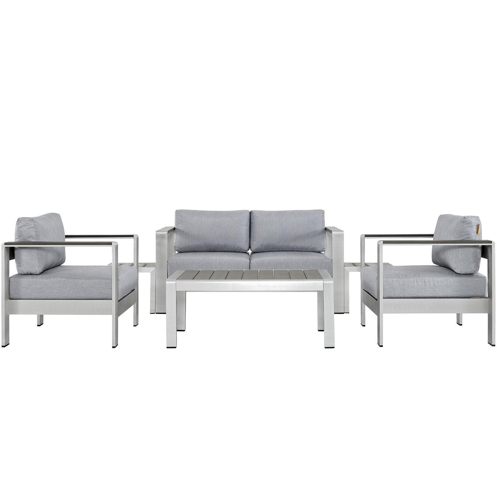 Modway Shore 6 Piece Outdoor Patio Aluminum Sectional Sofa Set, EEI-2568 FredCo