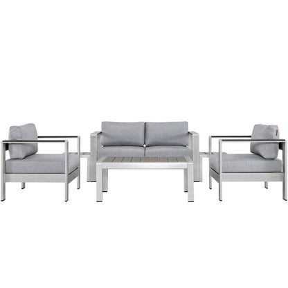 Modway Shore 6 Piece Outdoor Patio Aluminum Sectional Sofa Set, EEI-2568 FredCo