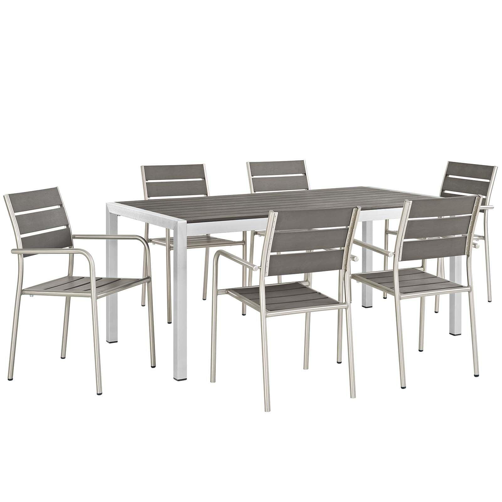 Modway Shore 7 Piece Outdoor Patio Aluminum Dining Set, EEI-2484 FredCo
