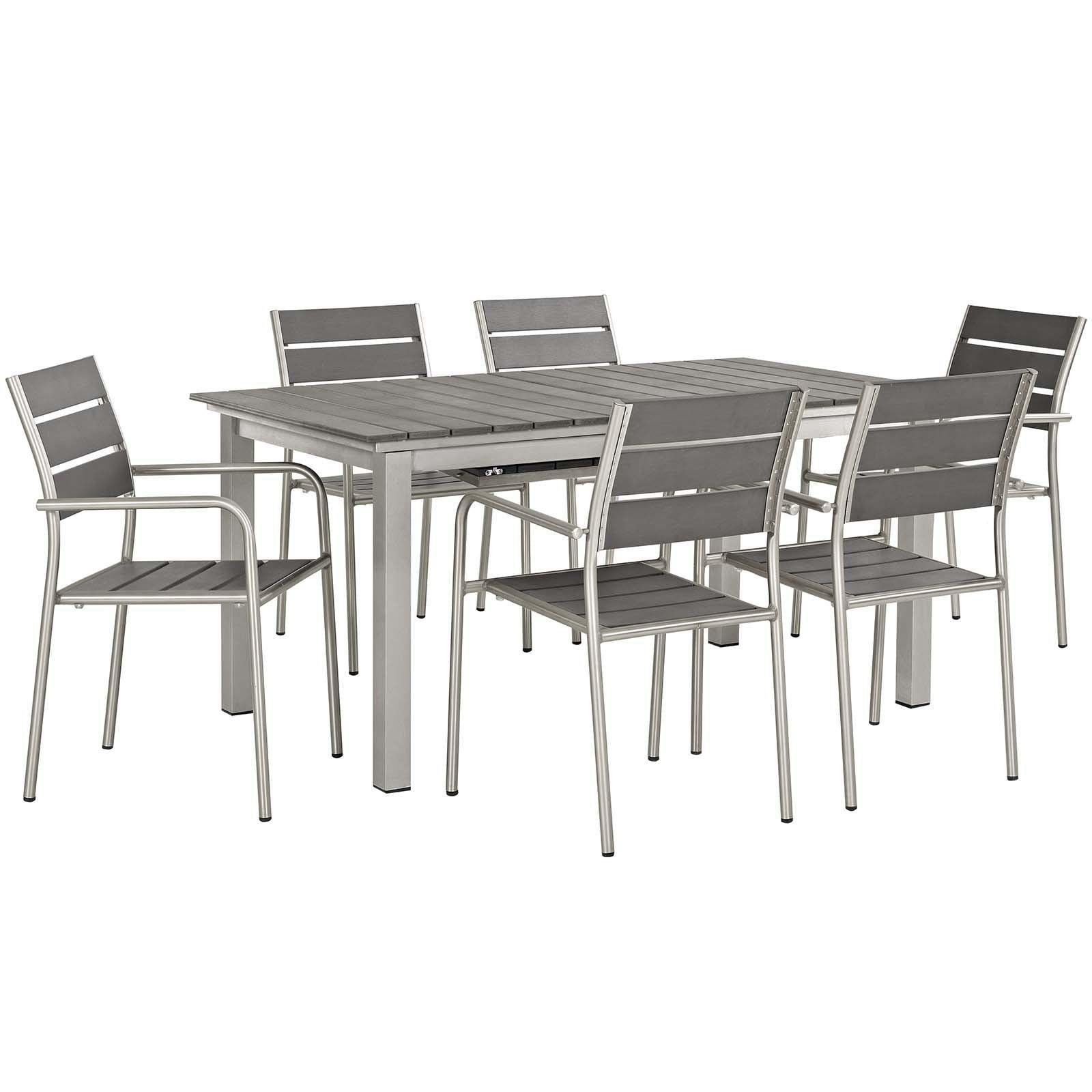 Modway Shore 7 Piece Outdoor Patio Aluminum Dining Set, EEI-3199 FredCo