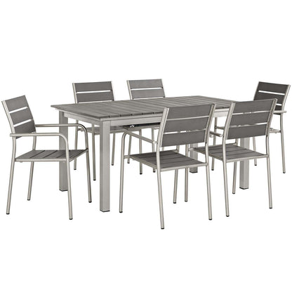 Modway Shore 7 Piece Outdoor Patio Aluminum Dining Set, EEI-3199 FredCo