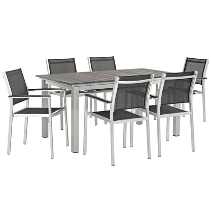 Modway Shore 7 Piece Outdoor Patio Aluminum Dining Set, EEI-3200 FredCo