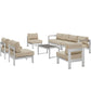 Modway Shore 7 Piece Outdoor Patio Sectional Sofa Set FredCo