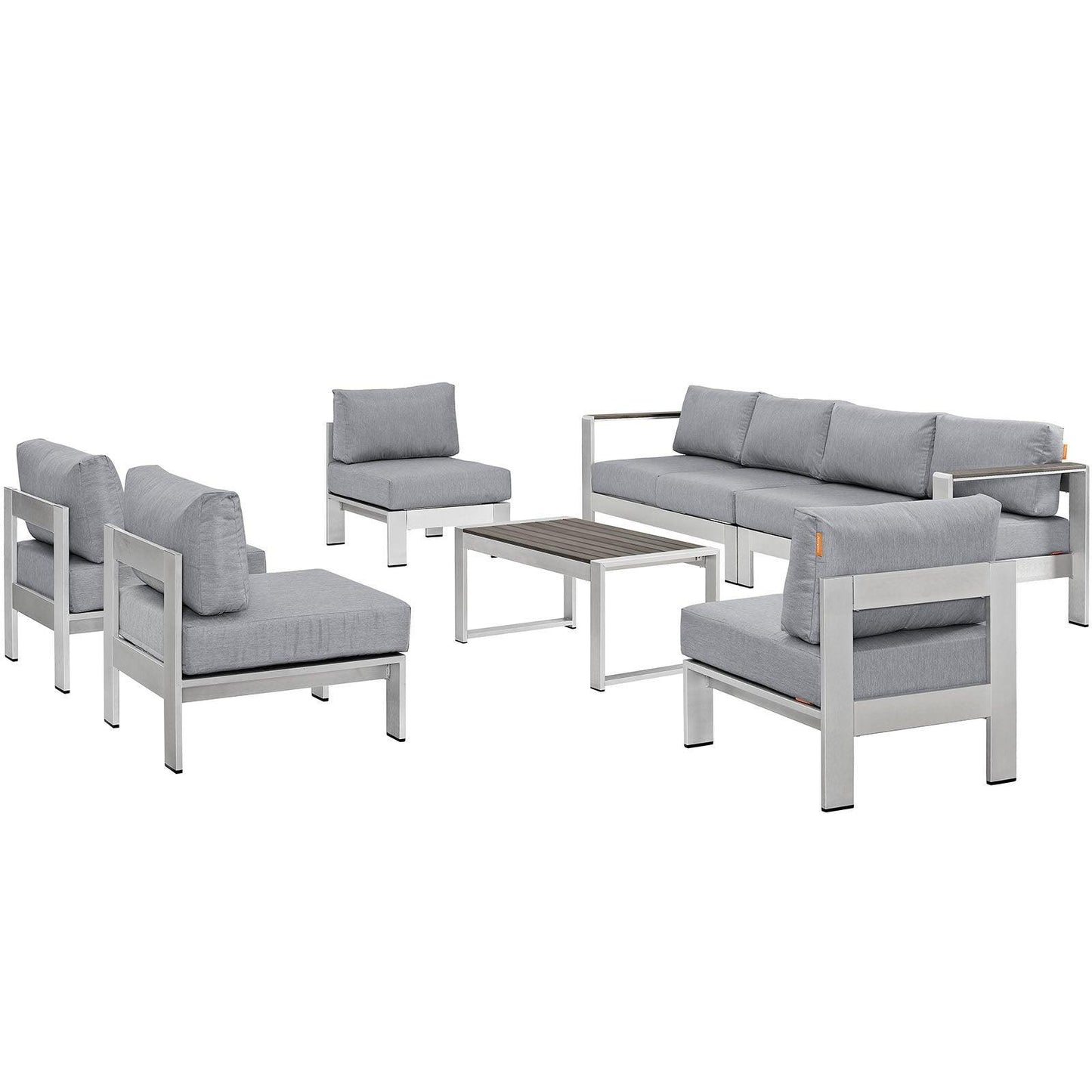 Modway Shore 7 Piece Outdoor Patio Sectional Sofa Set FredCo