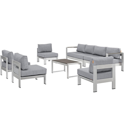 Modway Shore 7 Piece Outdoor Patio Sectional Sofa Set FredCo