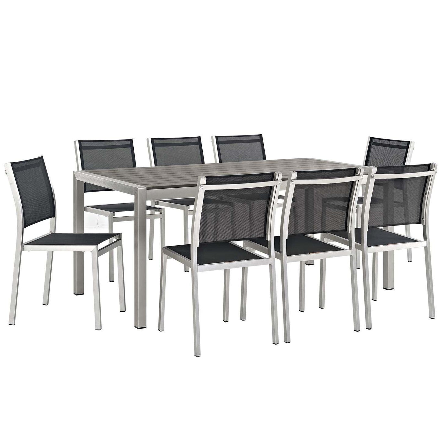 Modway Shore 9 Piece Outdoor Patio Aluminum Dining Set FredCo