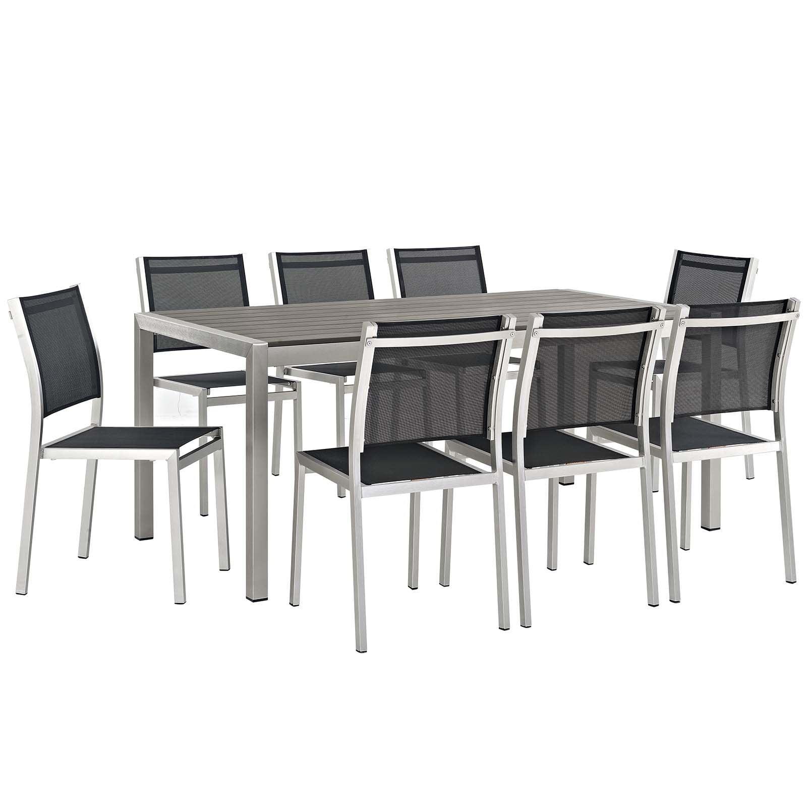 Modway Shore 9 Piece Outdoor Patio Aluminum Dining Set FredCo