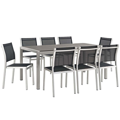 Modway Shore 9 Piece Outdoor Patio Aluminum Dining Set FredCo