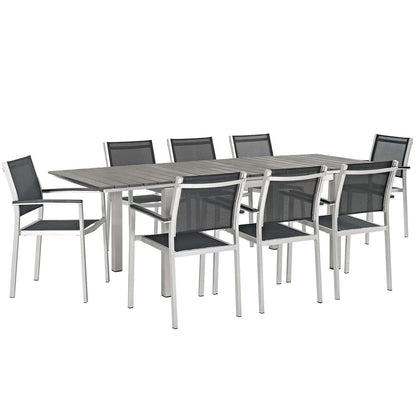 Modway Shore 9 Piece Outdoor Patio Aluminum Dining Set, EEI-3202 FredCo