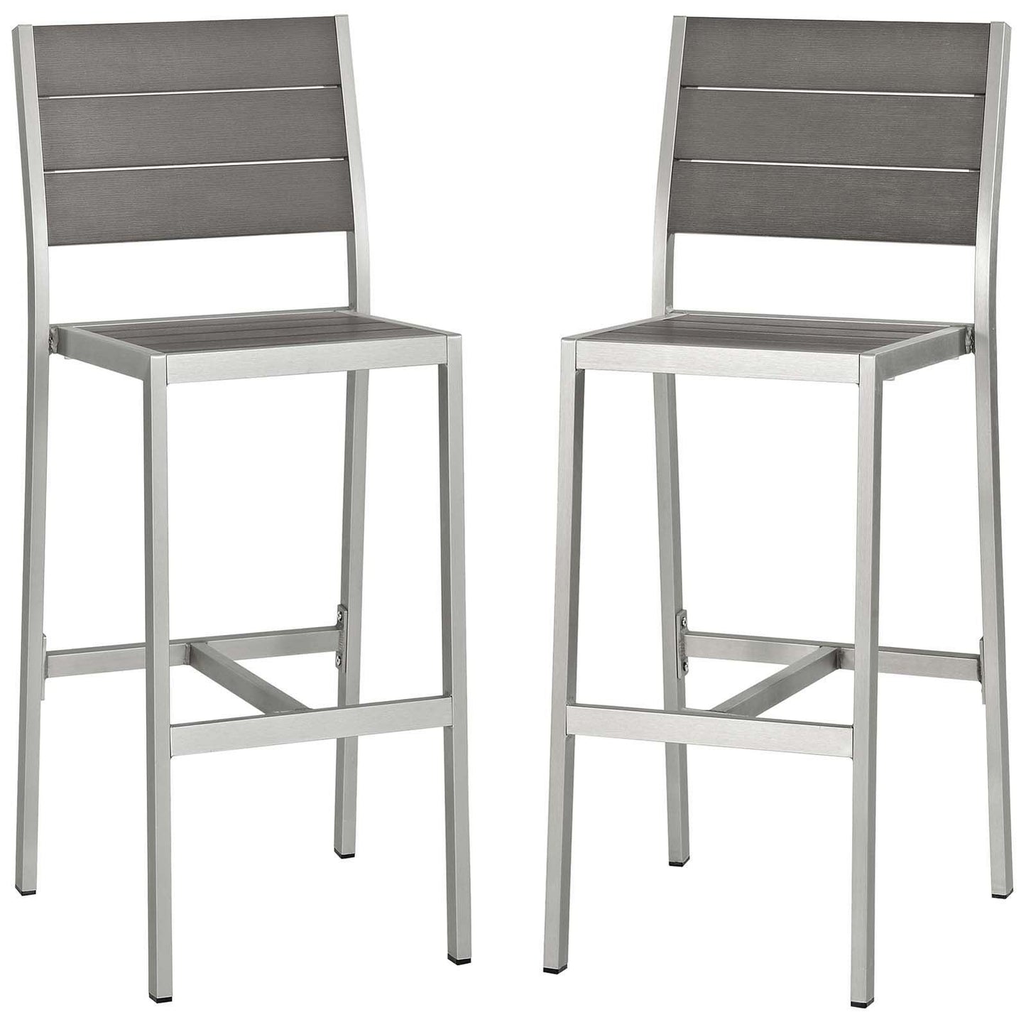 Modway Shore Armless Bar Stool Outdoor Patio Aluminum Set of 2 FredCo