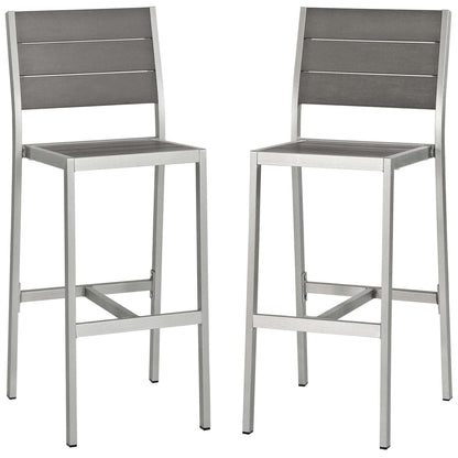 Modway Shore Armless Bar Stool Outdoor Patio Aluminum Set of 2 FredCo