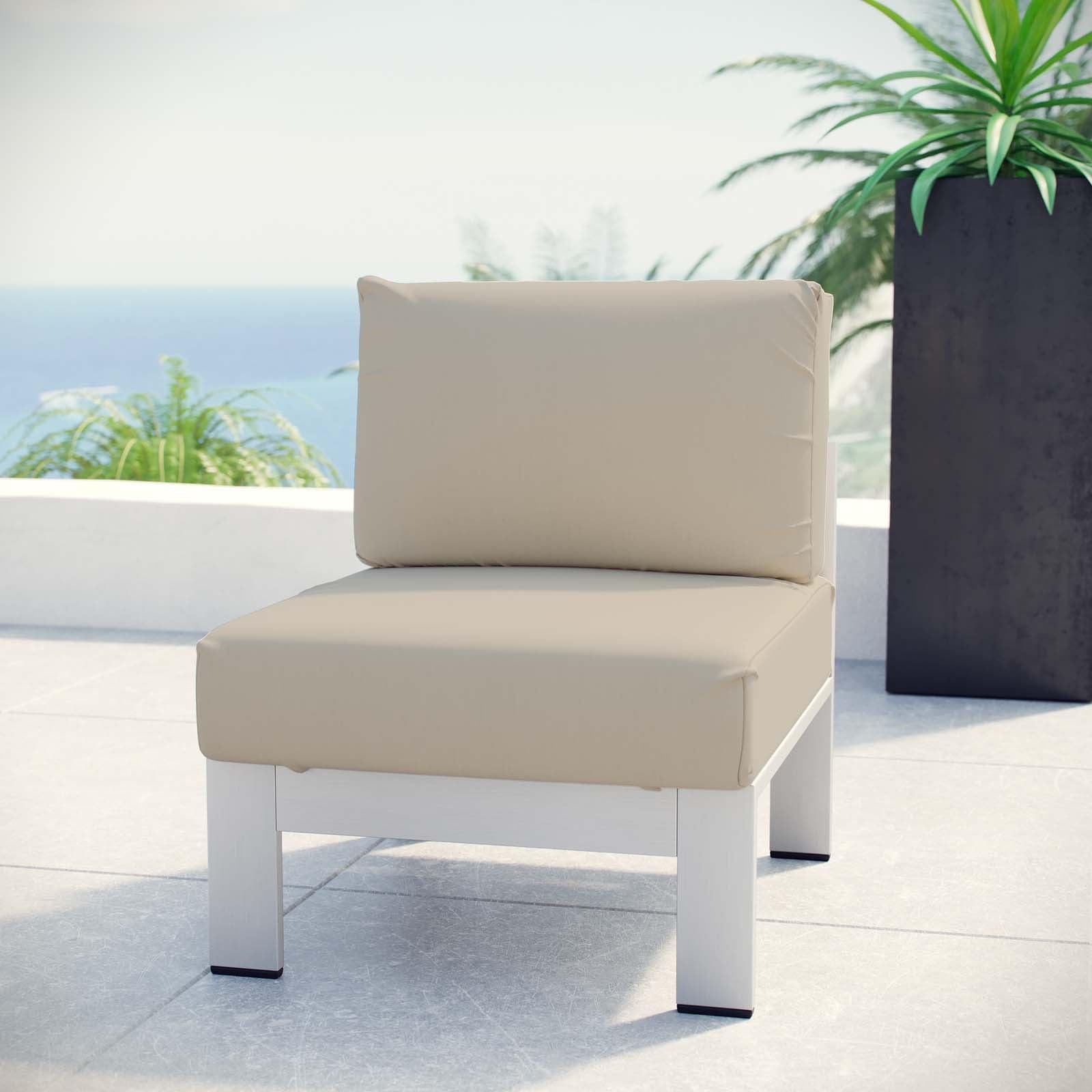 Modway Shore Armless Outdoor Patio Aluminum Chair FredCo