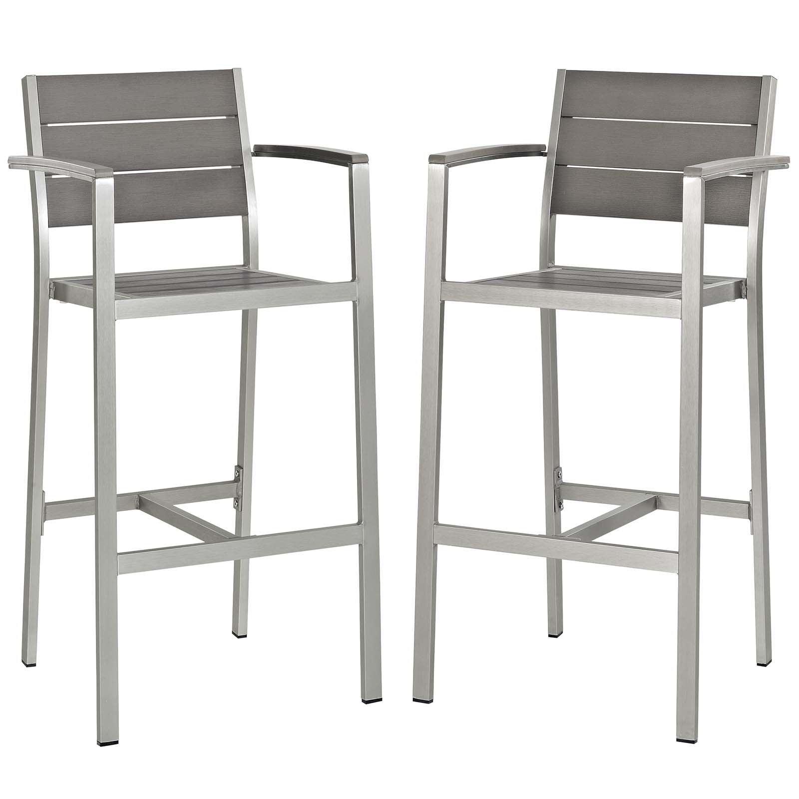 Modway Shore Bar Stool Outdoor Patio Aluminum Set of 2 FredCo