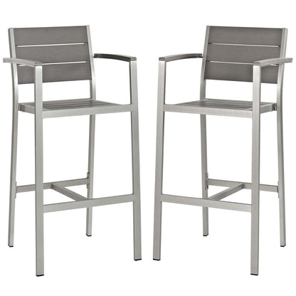 Modway Shore Bar Stool Outdoor Patio Aluminum Set of 2 FredCo