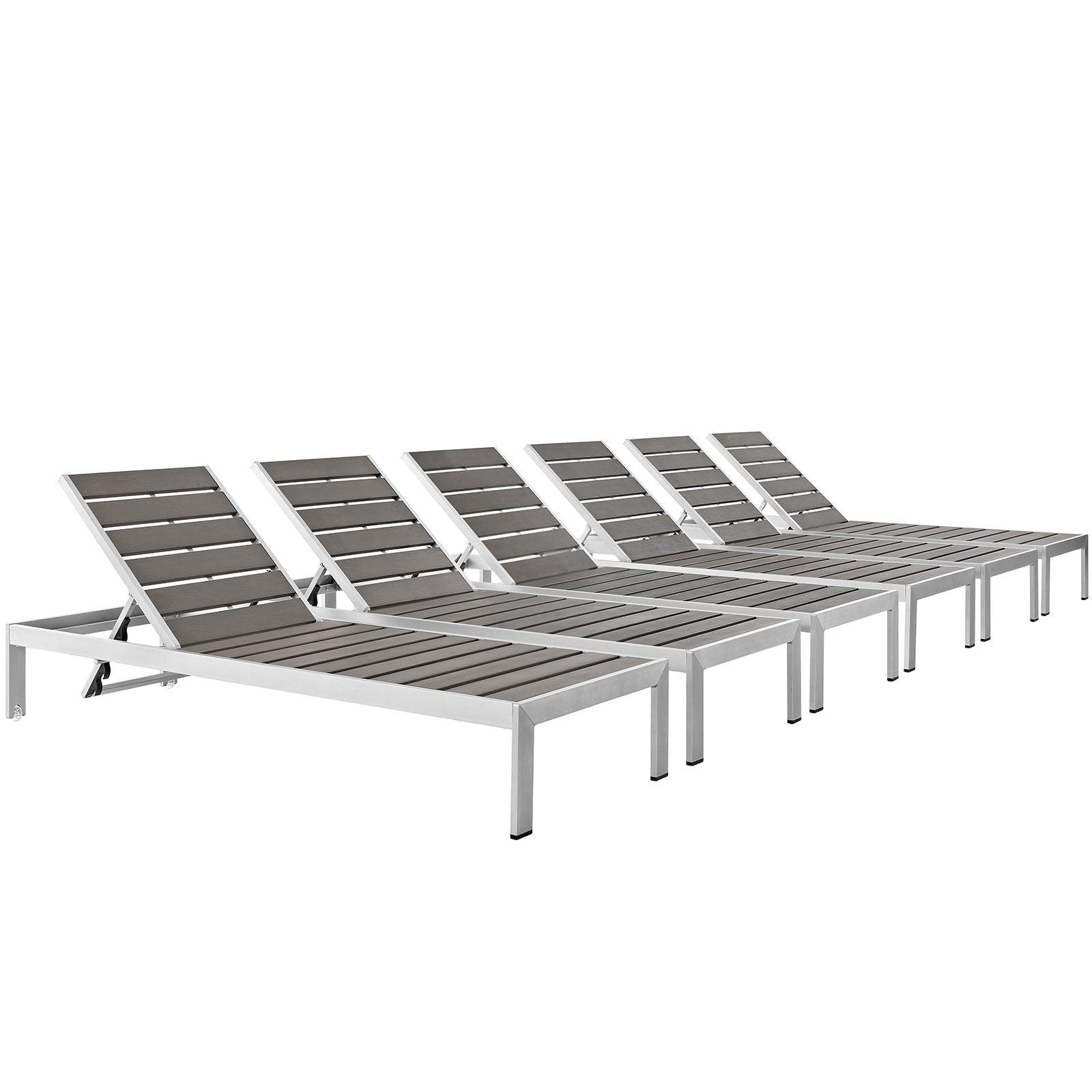 Modway Shore Chaise Outdoor Patio Aluminum Set of 6 FredCo