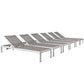 Modway Shore Chaise Outdoor Patio Aluminum Set of 6, EEI-2474 FredCo