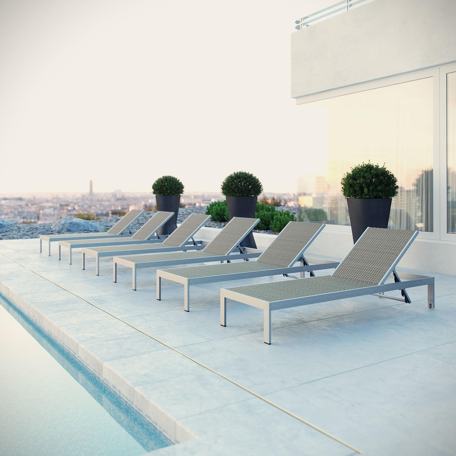 Modway Shore Chaise Outdoor Patio Aluminum Set of 6, EEI-2479 FredCo