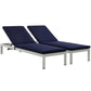 Modway Shore Chaise with Cushions Outdoor Patio Aluminum Set of 2 FredCo
