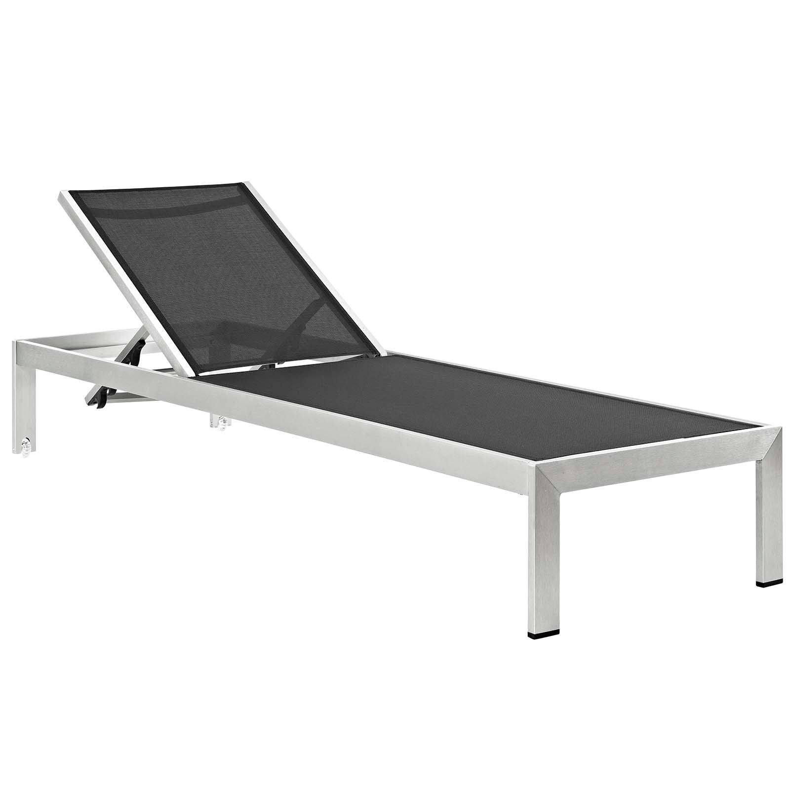 Modway Shore Chaise with Cushions Outdoor Patio Aluminum Set of 2 FredCo
