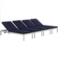 Modway Shore Chaise with Cushions Outdoor Patio Aluminum Set of 4 FredCo