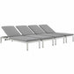 Modway Shore Chaise with Cushions Outdoor Patio Aluminum Set of 4 FredCo