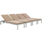 Modway Shore Chaise with Cushions Outdoor Patio Aluminum Set of 4 FredCo