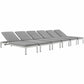 Modway Shore Chaise with Cushions Outdoor Patio Aluminum Set of 6 FredCo