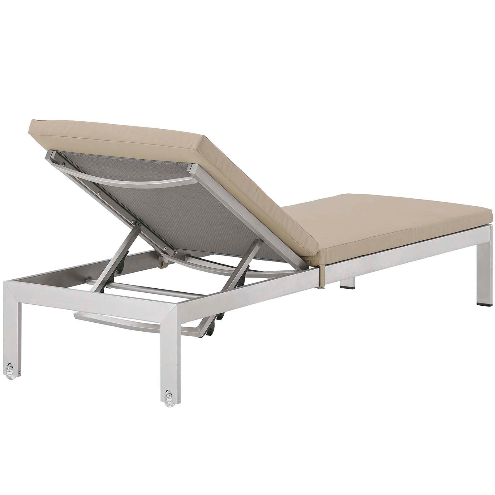 Modway Shore Chaise with Cushions Outdoor Patio Aluminum Set of 6 FredCo