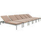 Modway Shore Chaise with Cushions Outdoor Patio Aluminum Set of 6 FredCo
