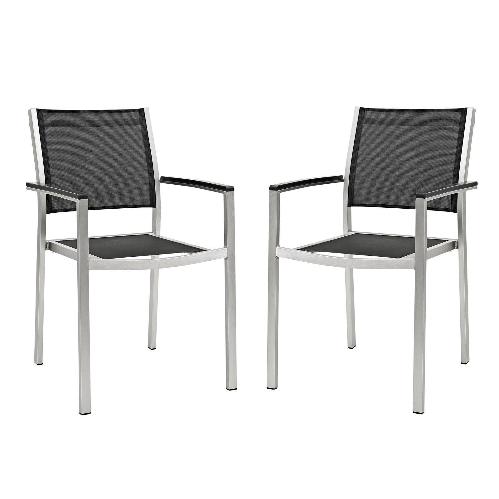 Modway Shore Dining Chair Outdoor Patio Aluminum Set of 2 FredCo