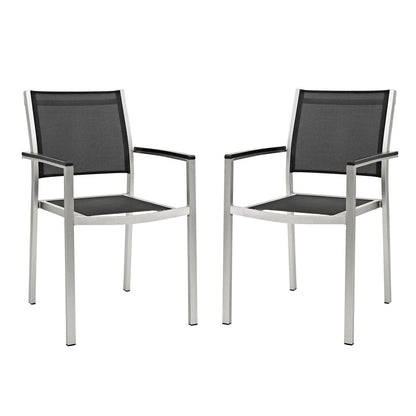 Modway Shore Dining Chair Outdoor Patio Aluminum Set of 2 FredCo