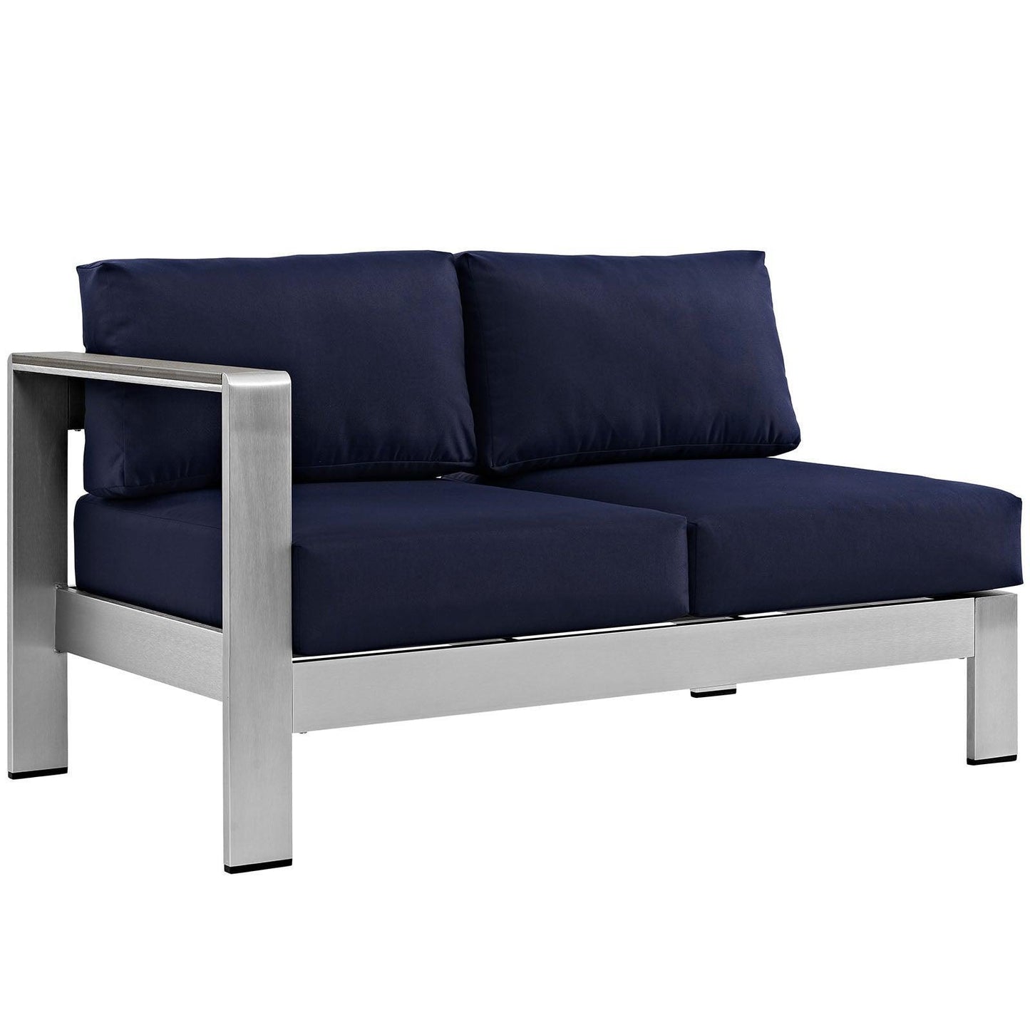 Modway Shore Left-Arm Corner Sectional Outdoor Patio Aluminum Loveseat FredCo