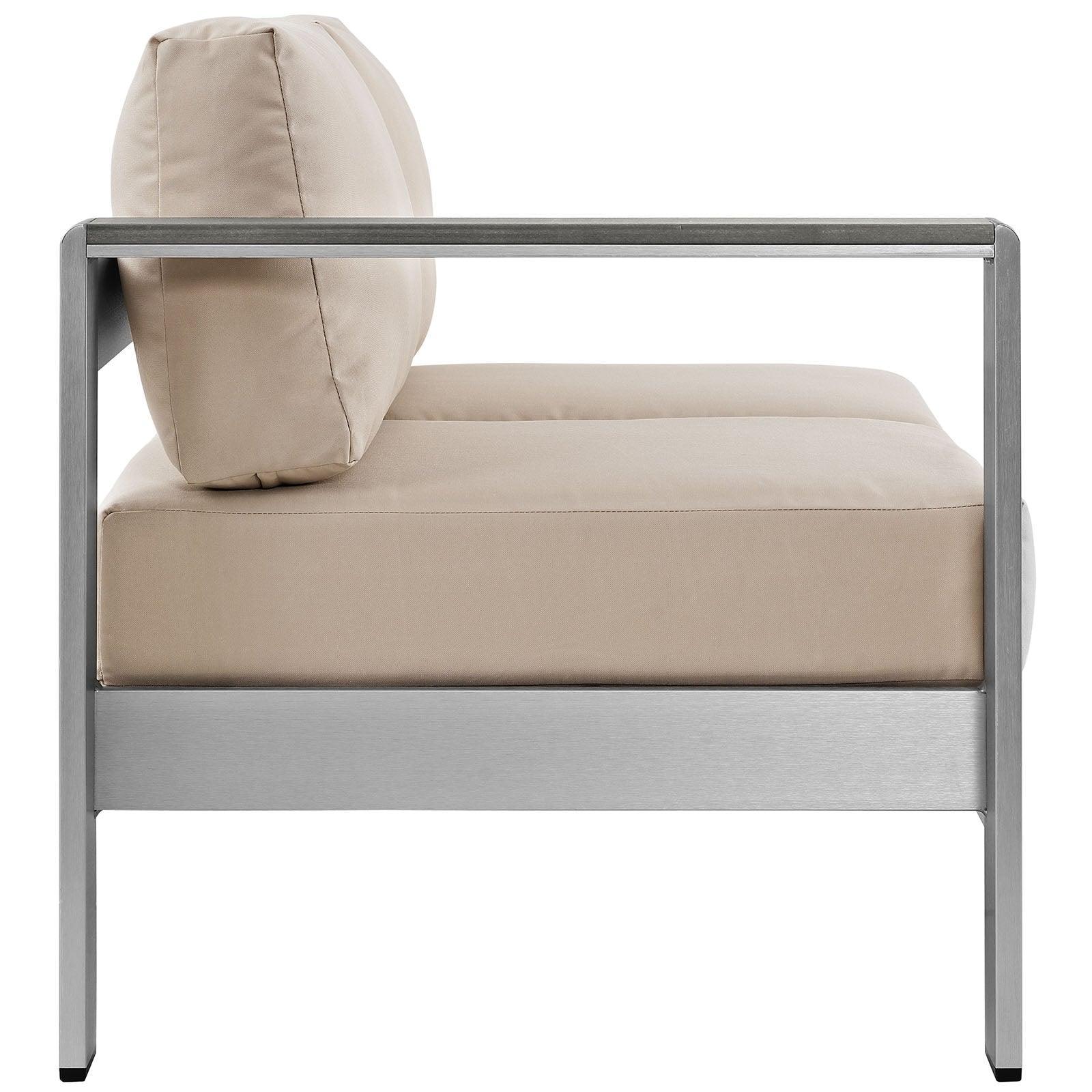 Modway Shore Left-Arm Corner Sectional Outdoor Patio Aluminum Loveseat FredCo