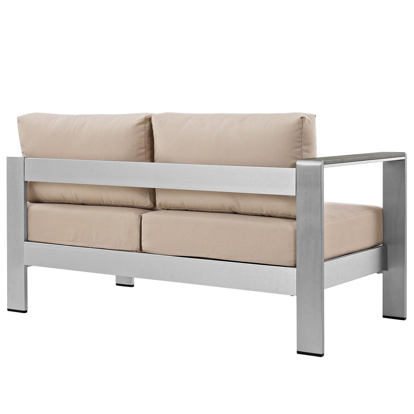 Modway Shore Left-Arm Corner Sectional Outdoor Patio Aluminum Loveseat FredCo