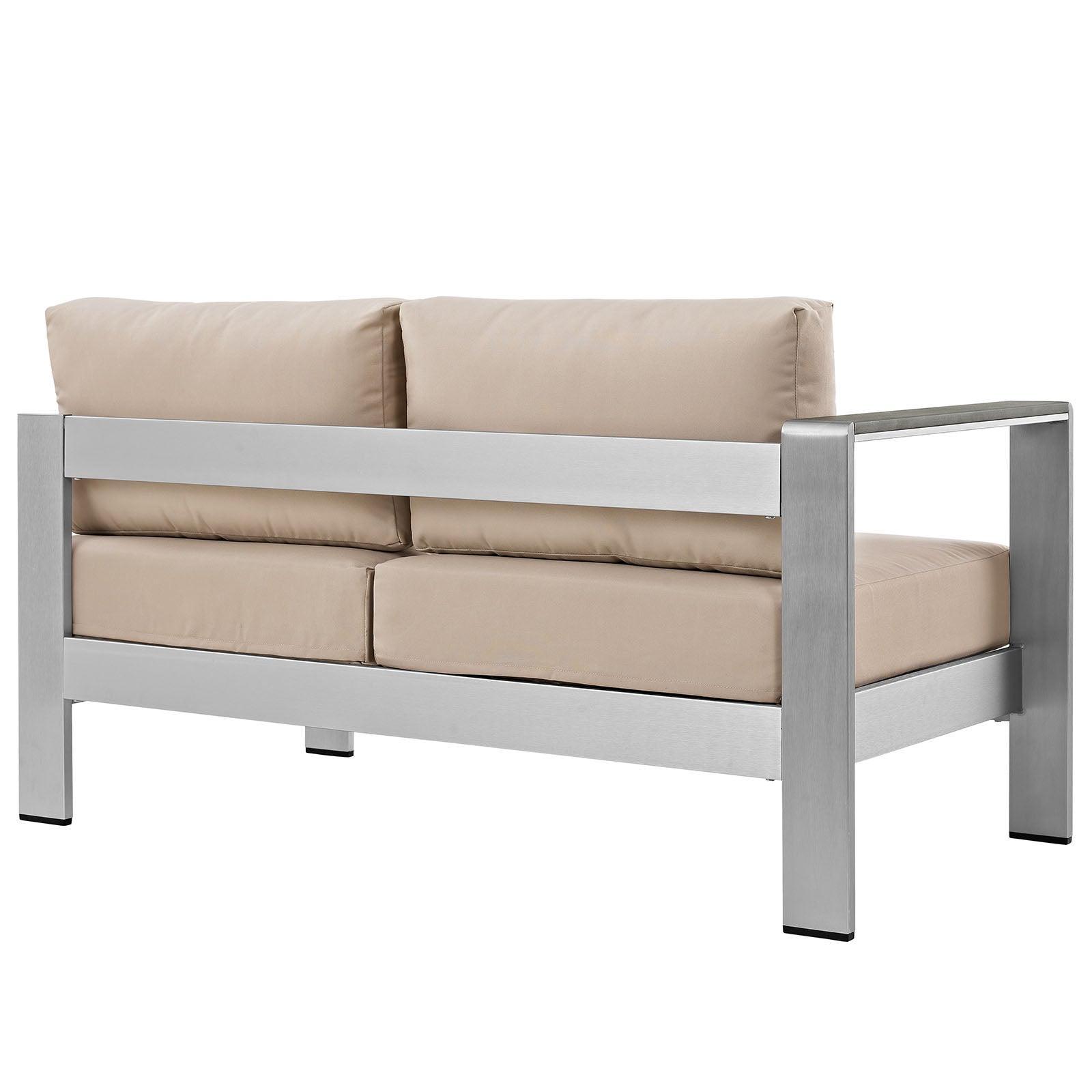 Modway Shore Left-Arm Corner Sectional Outdoor Patio Aluminum Loveseat FredCo