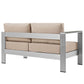 Modway Shore Left-Arm Corner Sectional Outdoor Patio Aluminum Loveseat FredCo