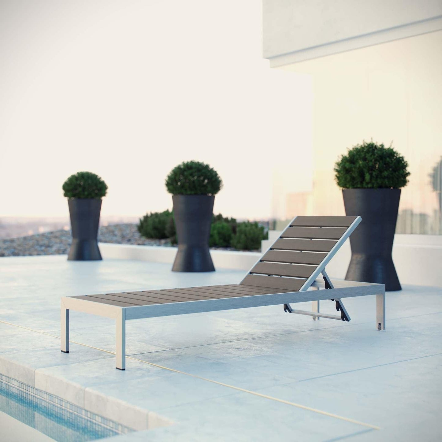 Modway Shore Outdoor Patio Aluminum Chaise FredCo