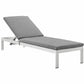 Modway Shore Outdoor Patio Aluminum Chaise with Cushions FredCo