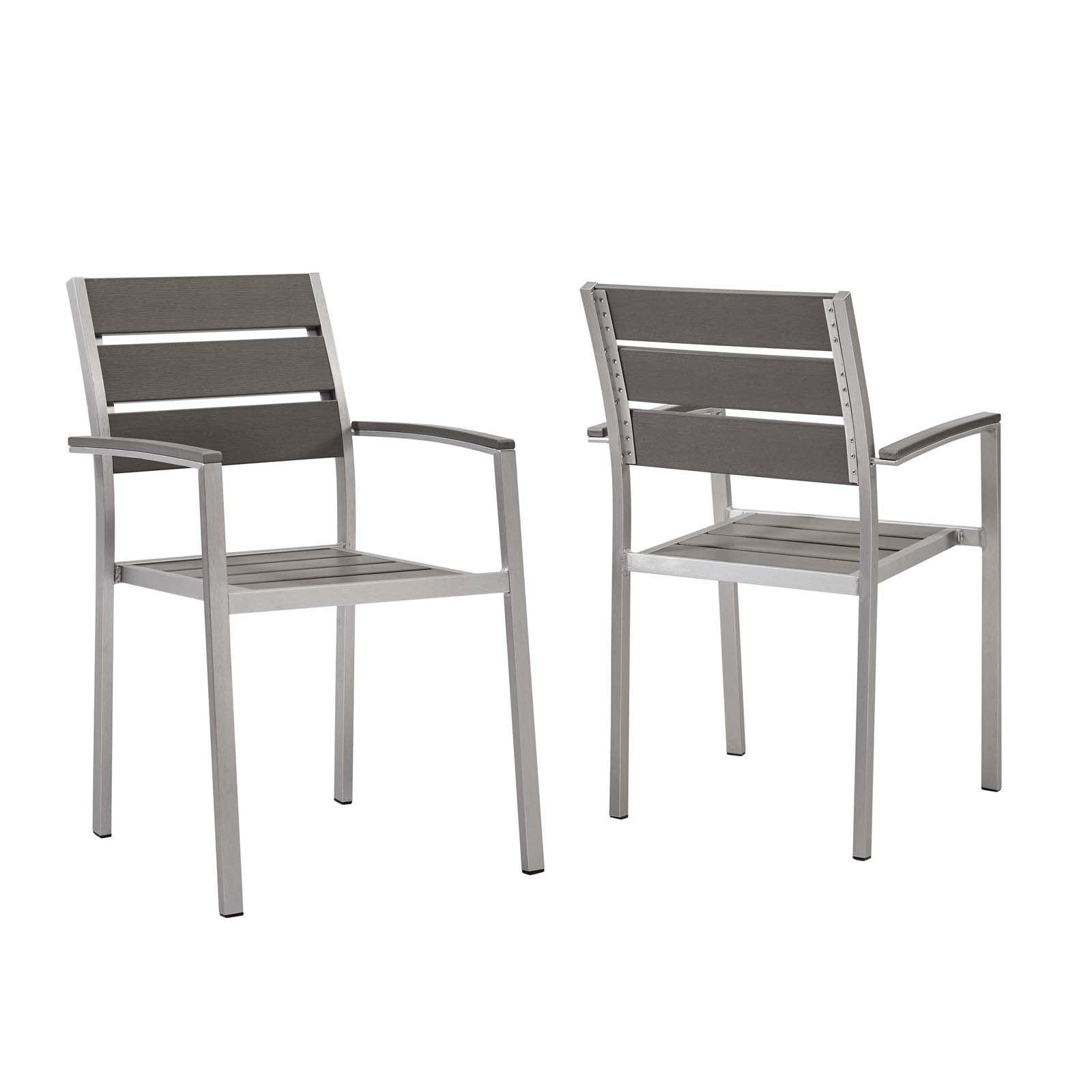 Modway Shore Outdoor Patio Aluminum Dining Armchair Set of 2 FredCo