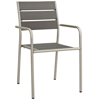Modway Shore Outdoor Patio Aluminum Dining Rounded Armchair FredCo