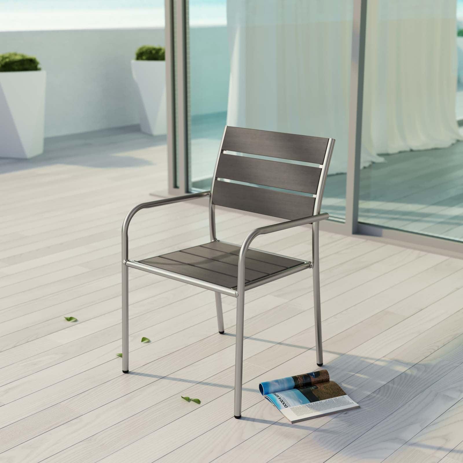 Modway Shore Outdoor Patio Aluminum Dining Rounded Armchair FredCo