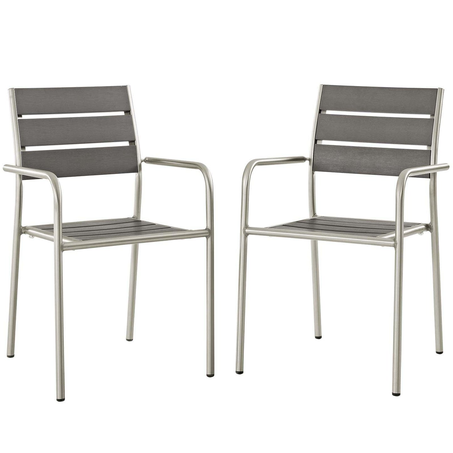 Modway Shore Outdoor Patio Aluminum Dining Rounded Armchair Set of 2 FredCo