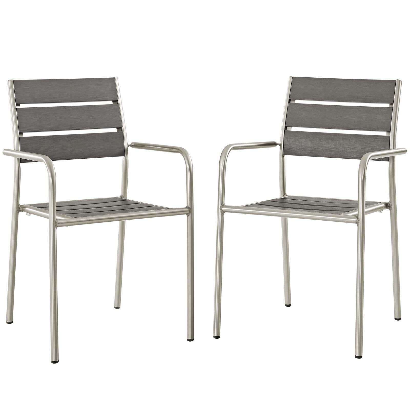 Modway Shore Outdoor Patio Aluminum Dining Rounded Armchair Set of 2 FredCo