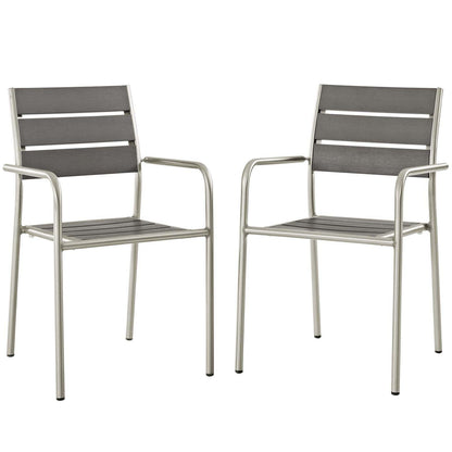 Modway Shore Outdoor Patio Aluminum Dining Rounded Armchair Set of 2 FredCo