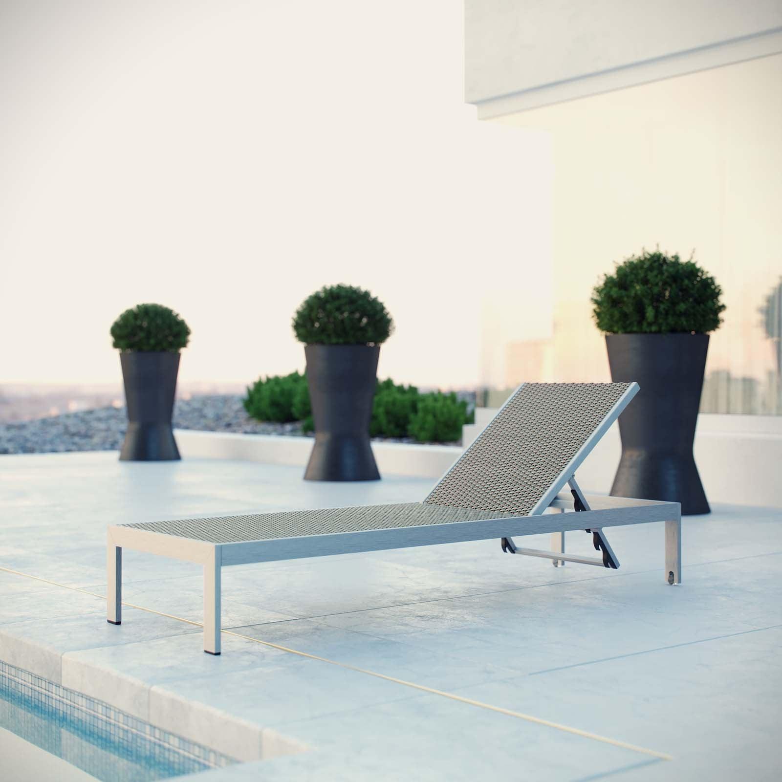 Modway Shore Outdoor Patio Aluminum Rattan Chaise FredCo