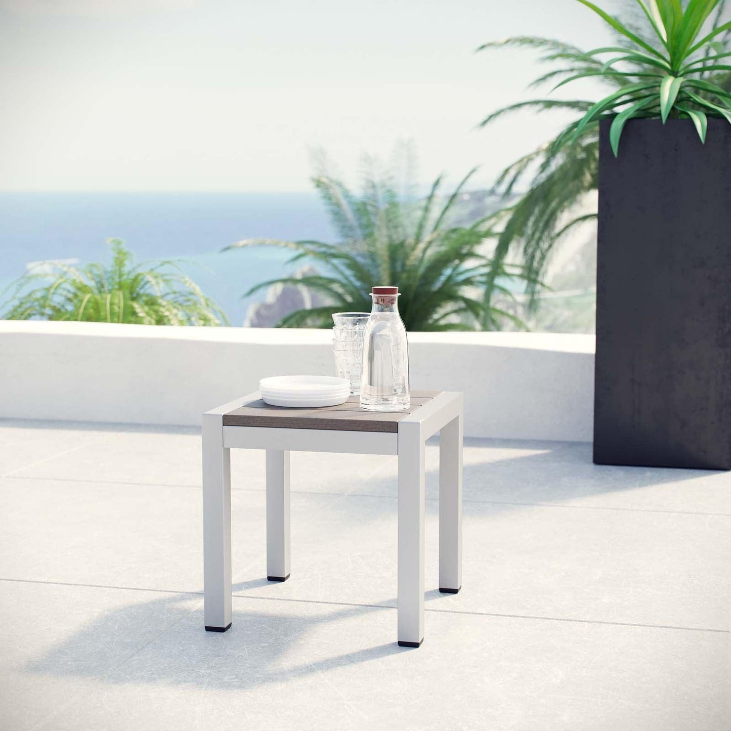Modway Shore Outdoor Patio Aluminum Side Table FredCo
