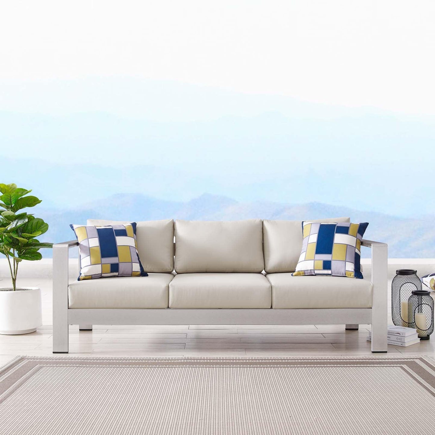 Modway Shore Outdoor Patio Aluminum Sofa FredCo