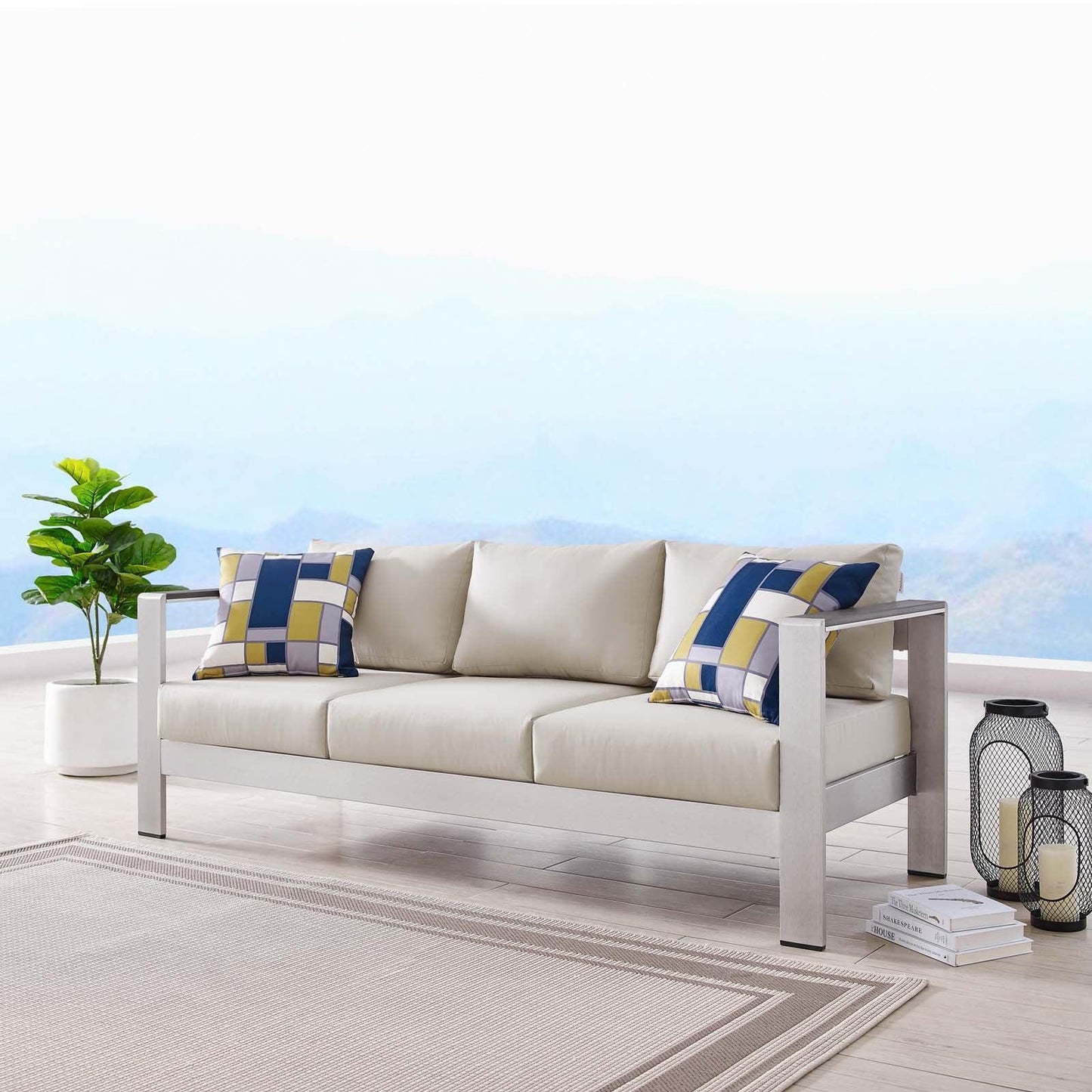 Modway Shore Outdoor Patio Aluminum Sofa FredCo
