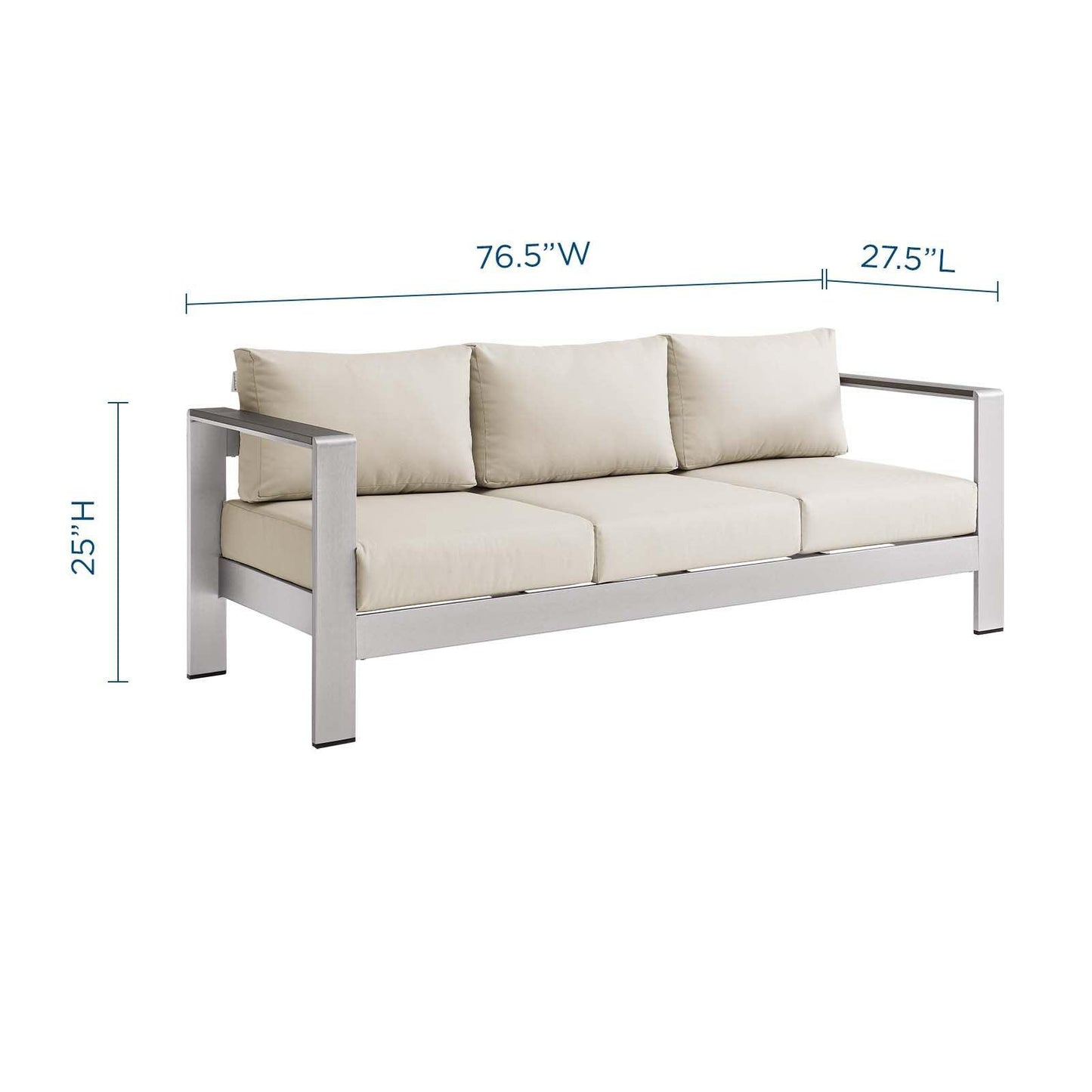 Modway Shore Outdoor Patio Aluminum Sofa FredCo