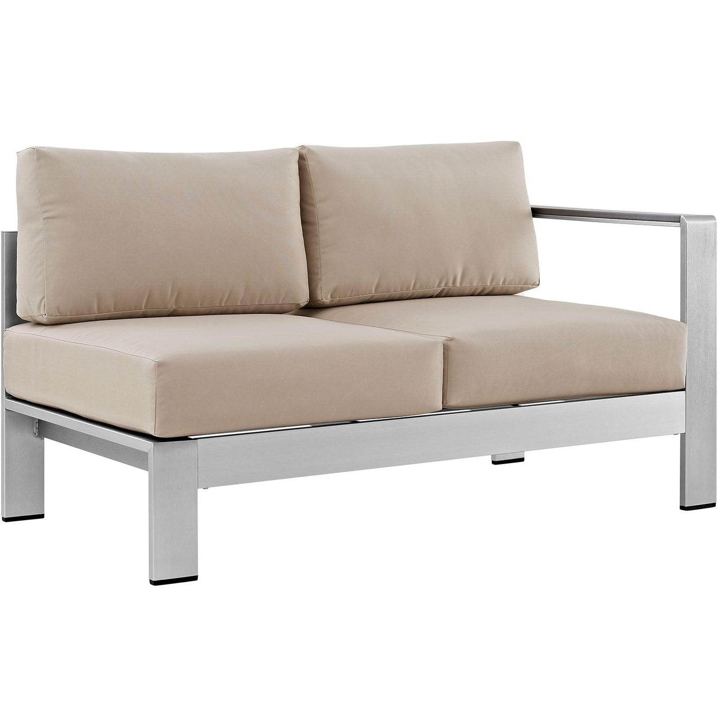 Modway Shore Right-Arm Corner Sectional Outdoor Patio Aluminum Loveseat FredCo